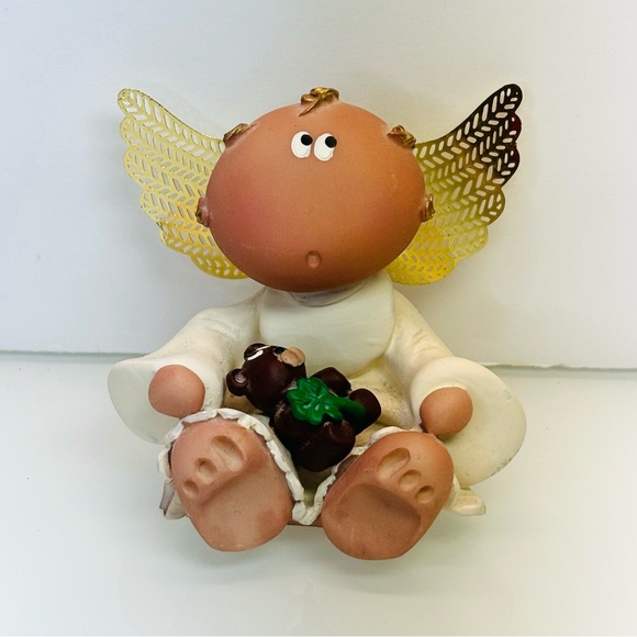 Angel Cheeks Figurine Angel With Teddy Kirks Kritter 2001 Christmas Holiday VNTG - Picture 1 of 8